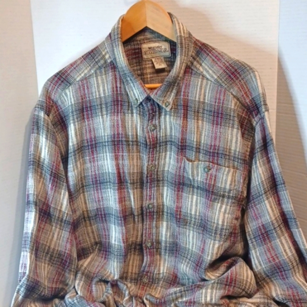 Wrangler Rugged Wear Men's Long Sleeve Plaid Shirt Size XXLCotton Gauze